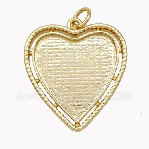Copper Heart Pendant With Cabochon Pad Gold Plated