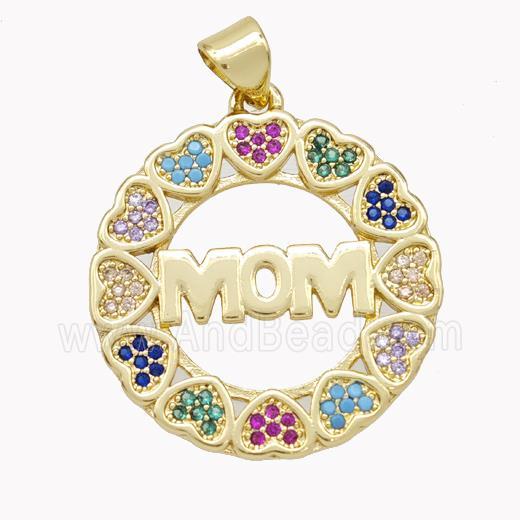 Copper MOM Pendant Pave Zirconia Gold Plated