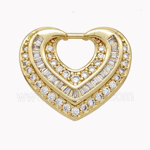 Copper Heart Pendant Micropave Zirconia Gold Plated