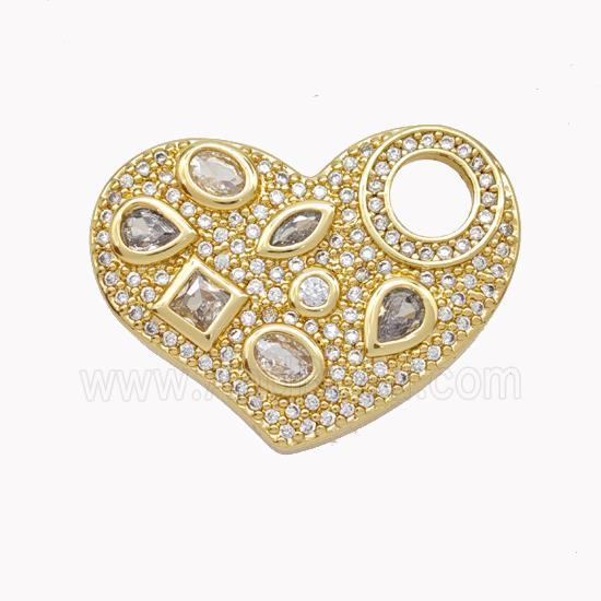 Copper Heart Pendant Micropave Zirconia Gold Plated