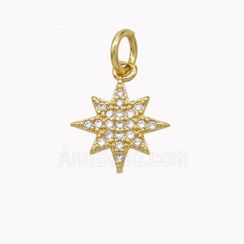 Copper Star Pendant Pave Zirconia Gold Plated