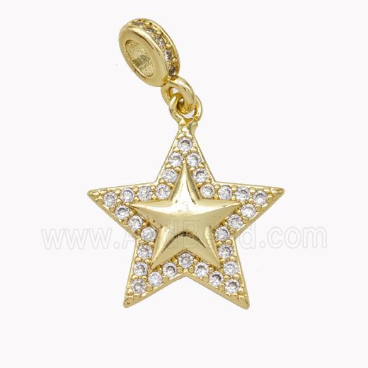Copper Star Pendant Micropave Zirconia Gold Plated