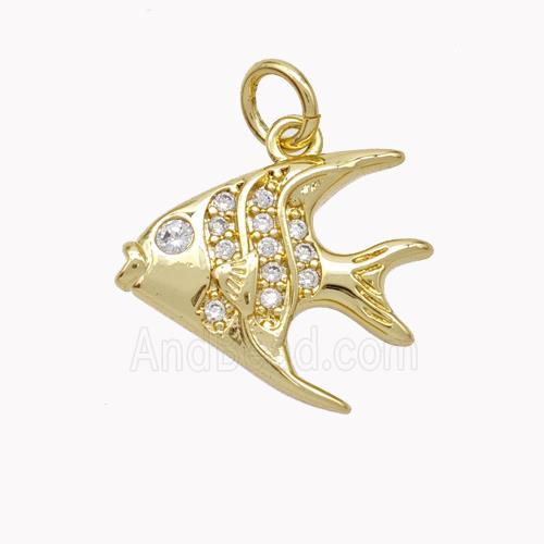 Copper Fish Pendant Micropave Zirconia Gold Plated