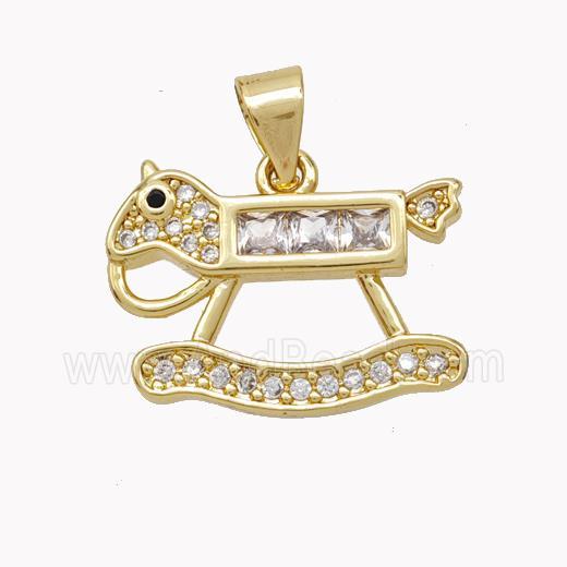 Copper Rock Horse Pendant Pave Zirconia Gold Plated