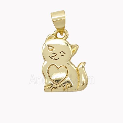 Copper Cat Pendant Heart Gold Plated