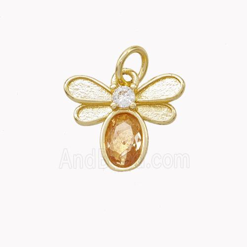 Copper Honeybee Pendant Pave Zirconia Gold Plated