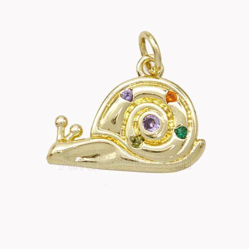 Copper Snail Pendant Pave Zirconia Gold Plated