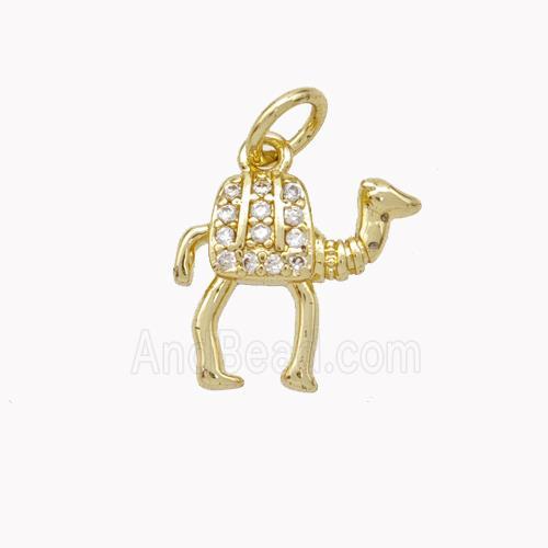 Copper Camel Pendant Pave Zirconia Gold Plated