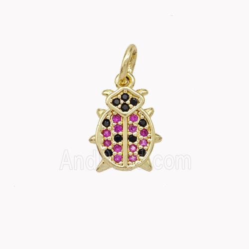 Copper Beetle Pendant Pave Zirconia Gold Plated