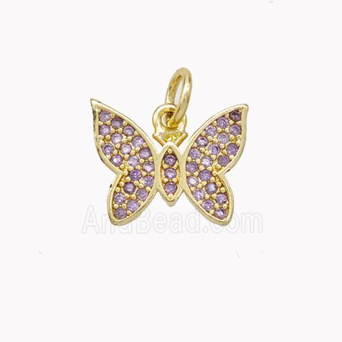 Copper Butterfly Pendant Pave Zirconia Gold Plated