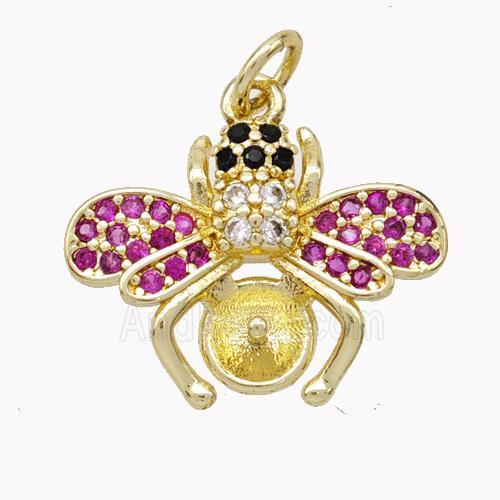 Copper Honeybee Pendant Pave Zirconia Gold Plated