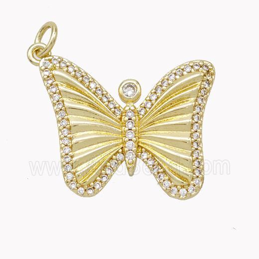 Copper Butterfly Pendant Pave Zirconia Gold Plated