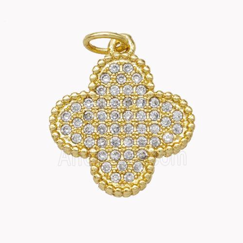 Copper Clover Pendant Pave Zirconia Gold Plated