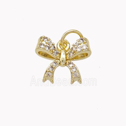 Copper Bowknot Pendant Pave Zirconia Gold Plated