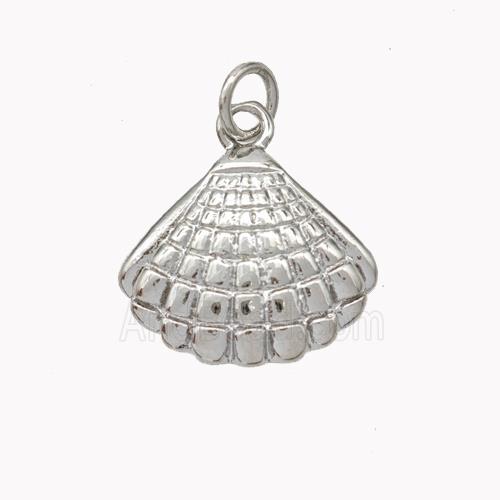 Copper Scallop Shell Pendant Platinum Plated