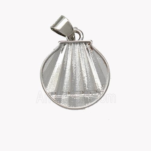 Copper Scallop Shell Pendant Platinum Plated