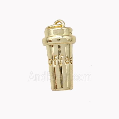 Coffee Cup Charms Copper Pendant Gold Plated