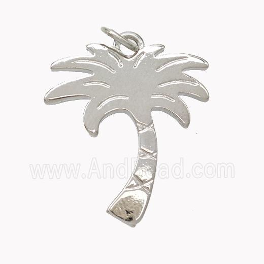 Coconut Tree Charms Copper Pendant Platinum Plated