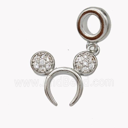 Barrette Charms Copper Pendant Pave Zirconia Platinum Plated