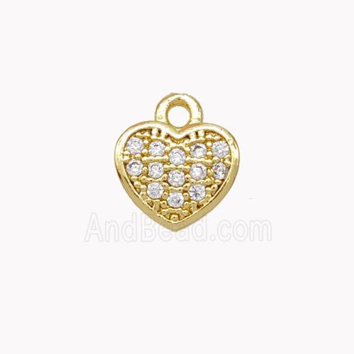 Copper Heart Pendant Pave Zirconia Gold Plated