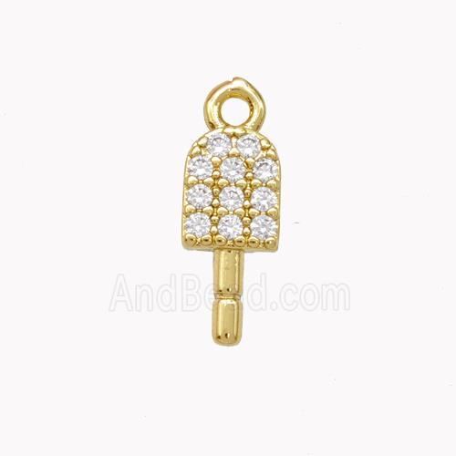 Ice Cream Charms Copper Pendant Pave Zirconia Gold Plated