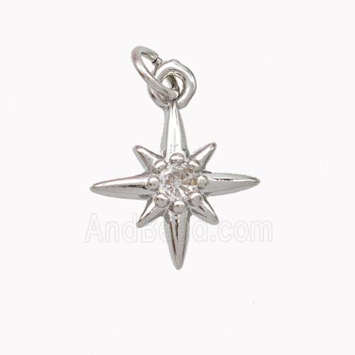 Copper Northstar Pendant Pave Zirconia Platinum Plated