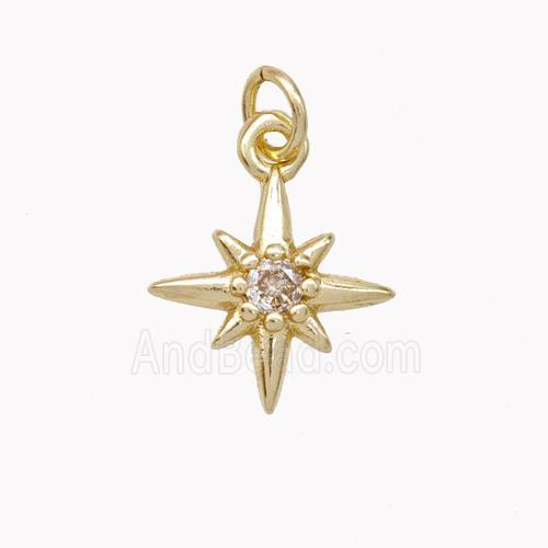 Copper Northstar Pendant Pave Zirconia Gold Plated