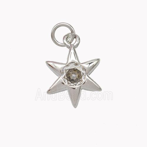 Copper Star Pendant Pave Zirconia Platinum Plated