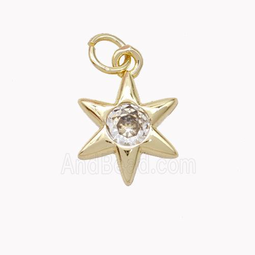 Copper Star Pendant Pave Zirconia Gold Plated