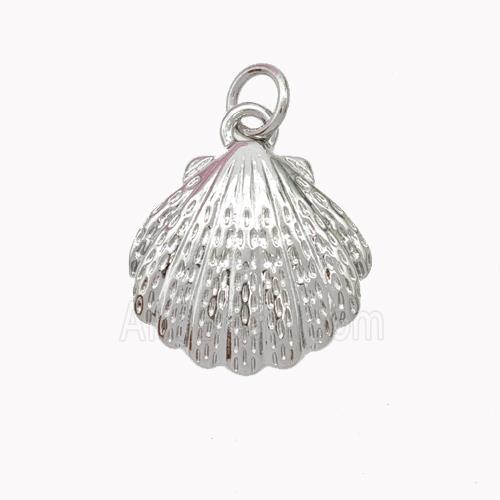 Copper Scallop Shell Pendant Platinum Plated