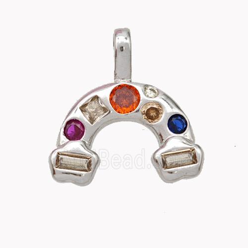 Copper Rainbow Pendant Micropave Zirconia Platinum Plated