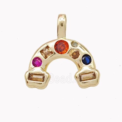 Copper Rainbow Pendant Micropave Zirconia Gold Plated