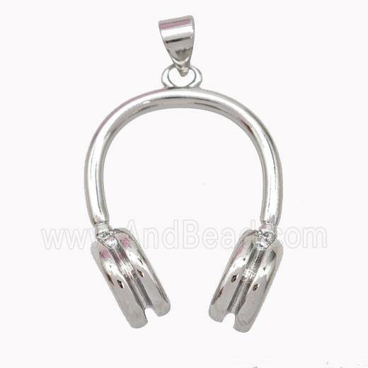 Earphone Charms Copper Pendant Platinum Plated