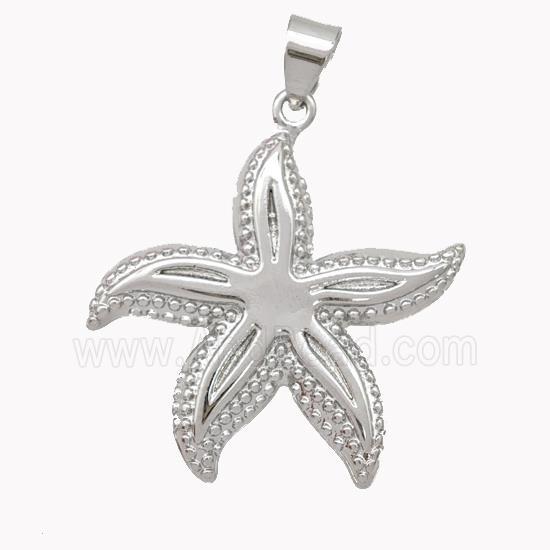 Copper Starfish Pendant Platinum Plated