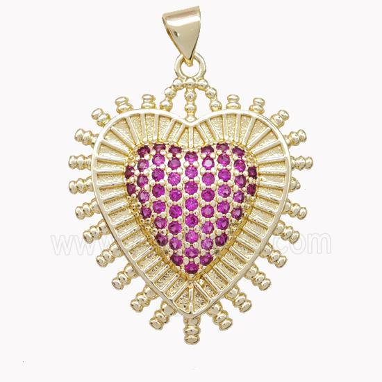 Copper Heart Pendant Micropave Zirconia Gold Plated