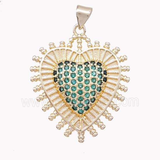 Copper Heart Pendant Micropave Zirconia Gold Plated
