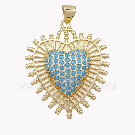 Copper Heart Pendant Micropave Zirconia Gold Plated