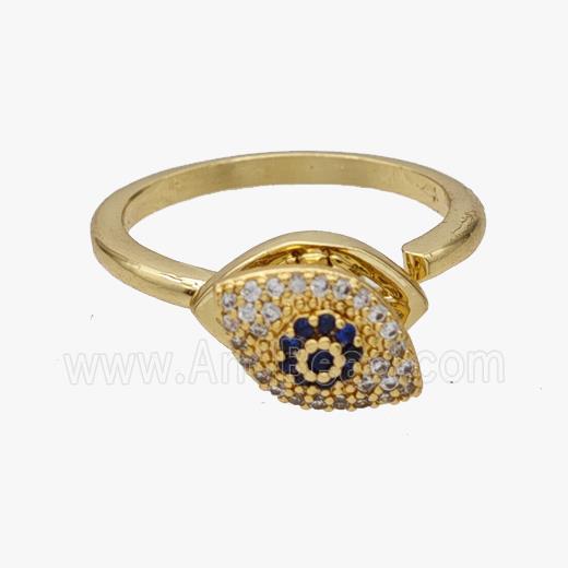 Copper Eye Rings Pave Zirconia Rotatable Adjustable Gold Plated