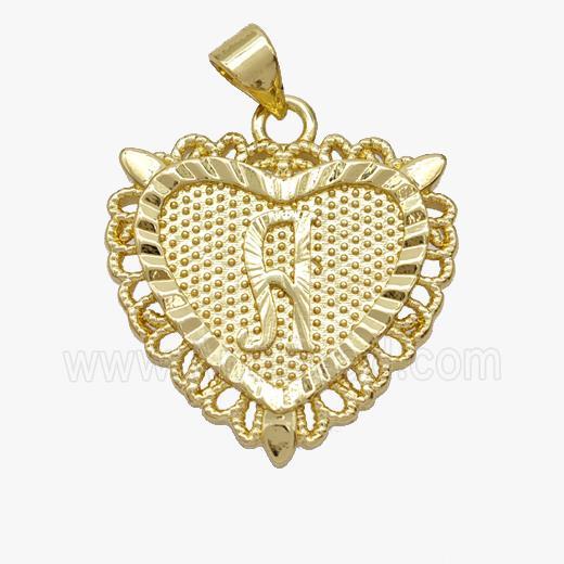 Copper Heart Pendant Letter-A Gold Plated