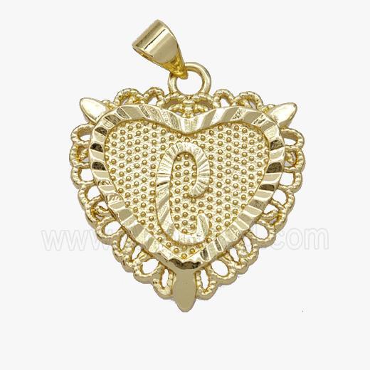 Copper Heart Pendant Letter-C Gold Plated