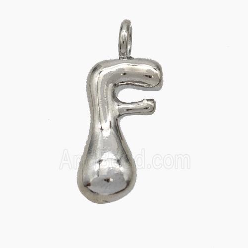 Copper Letter-F Pendant Platinum Plated