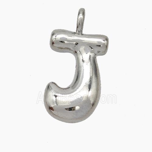 Copper Letter-J Pendant Platinum Plated