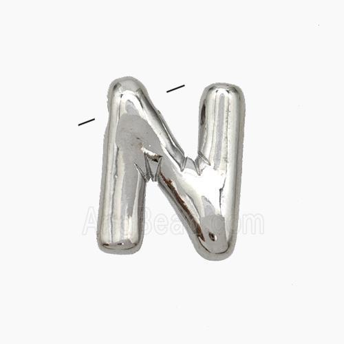 Copper Letter-N Pendant Platinum Plated