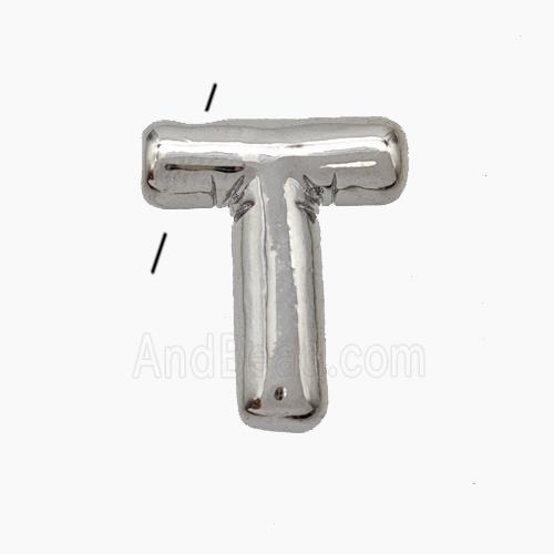 Copper Letter-T Pendant Platinum Plated