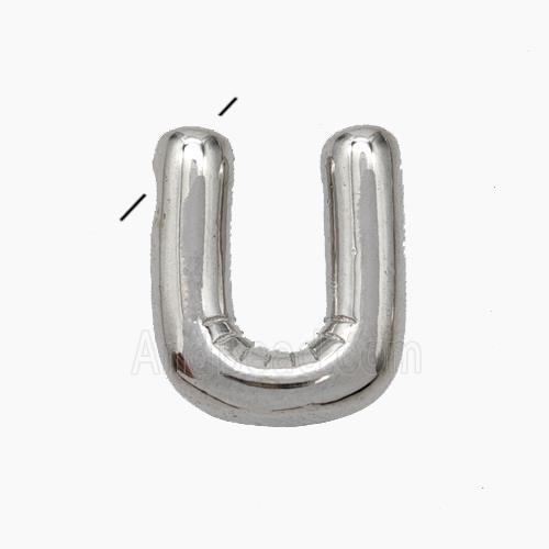 Copper Letter-U Pendant Platinum Plated
