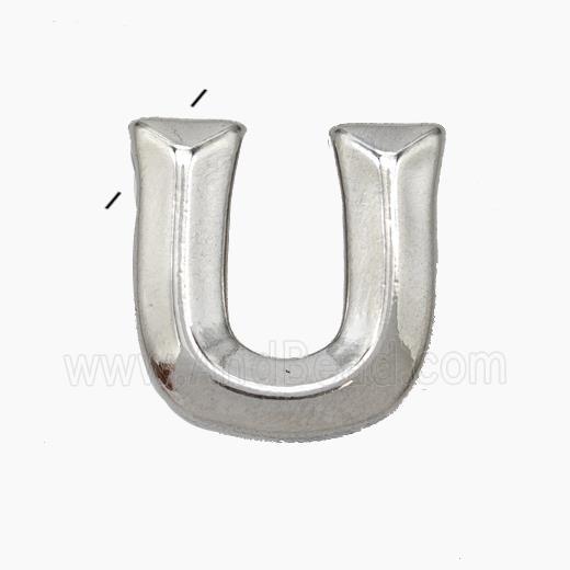Copper Letter-U Pendant Platinum Plated
