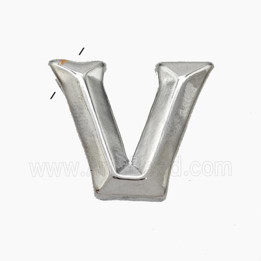 Copper Letter-V Pendant Platinum Plated