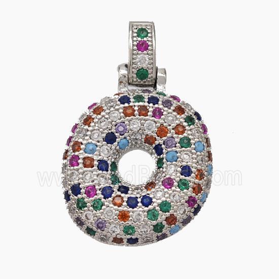 Copper Letter-O Pendant Micropave Zirconia Platinum Plated