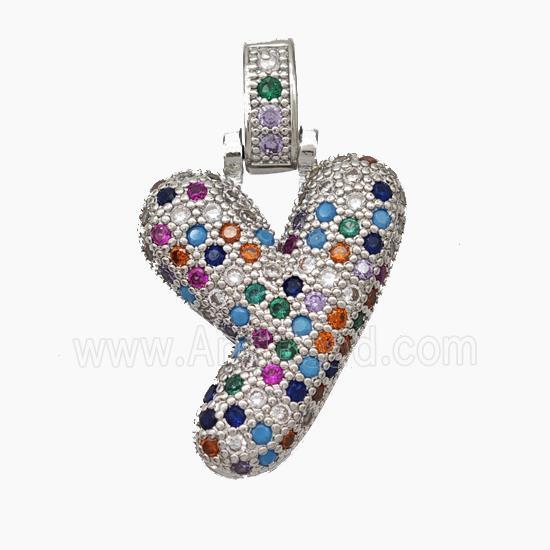 Copper Letter-Y Pendant Micropave Zirconia Platinum Plated
