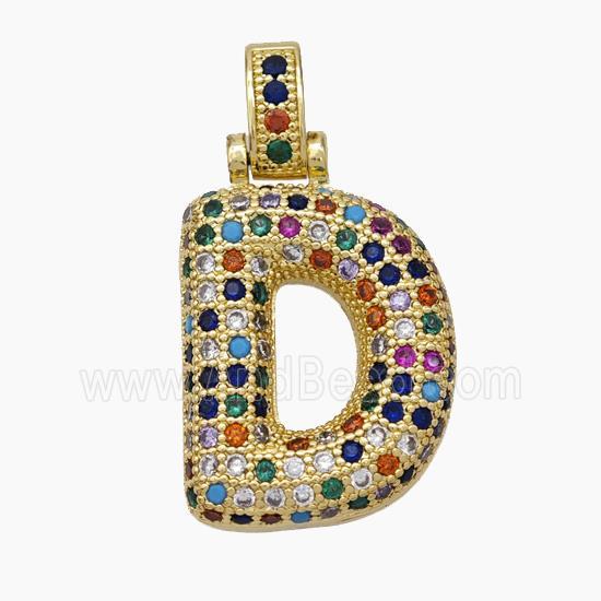 Copper Letter-C Pendant Micropave Zirconia Gold Plated
